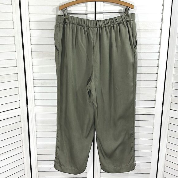 Chico’s Pants Size 2 (12) Green Crop Lightweight Flowy Lyocell * - Picture 8 of 13